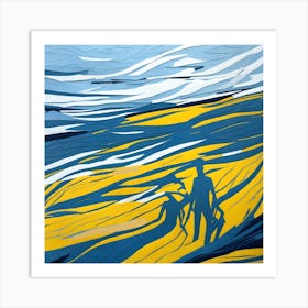 Silhouettes On The Beach Art Print