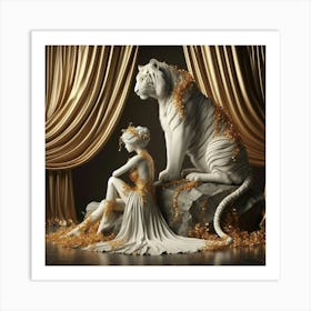 Tiger And Woman 1 Art Print