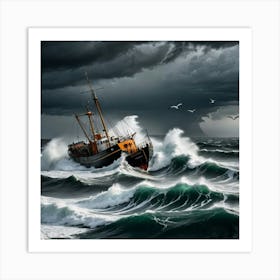 Roaring Seas, Flying Shadows Art Print