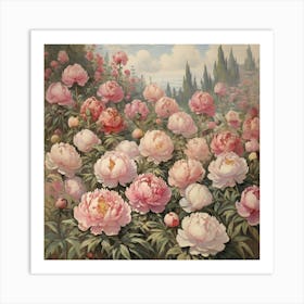 Peonies In The Garden 1 Art Print