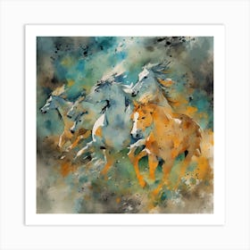 Horses Galloping 1 Art Print