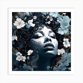 Black Girl With Flowers 8 Art Print