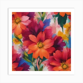 Brightly Colored Flowers Art Print