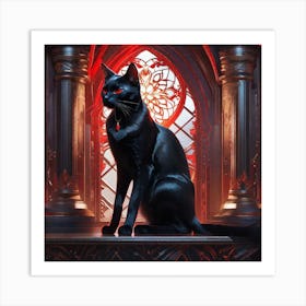 Black Cat With Red Eyes Art Print