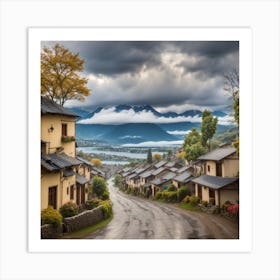 Isometric Fantasy The Beautiful Rural Village Overlooking The 0 Art Print