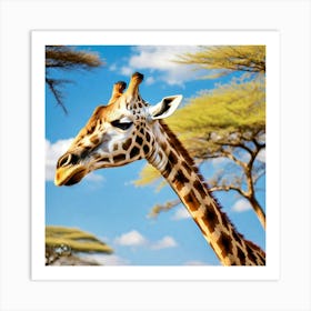 Giraffe In The Savannah Art Print