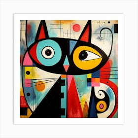 Abstract Cat Art Print