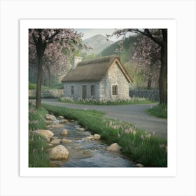 Cottage By The Stream 4 Art Print