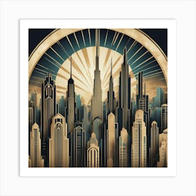 Deco Cityscape 1 Art Print