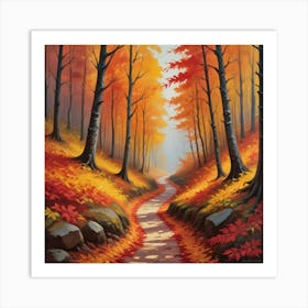 Autumn Path paintings art print Art Print