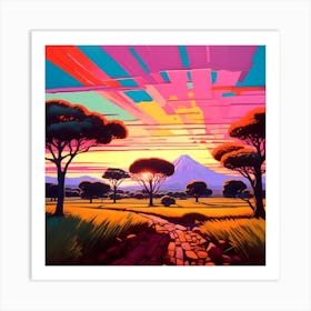 Sunset In The Savannah Art Print