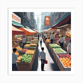 Hong Kong Market Art Print