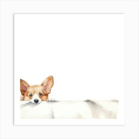 Watercolor Corgi Puppy Art Print