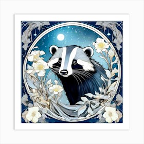 Moonlit Badger Art Print