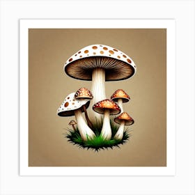 Mushrooms On The Grass 1 Art Print