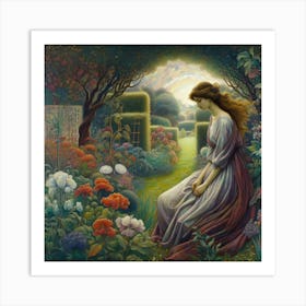 Girl In A Garden 14 Art Print