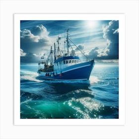 Fishing Boat In The Sea Art Print