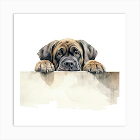 Dog Peeking Over A Wall 5 Art Print