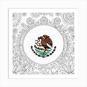 Mexico Flag Coloring Page 2 Art Print