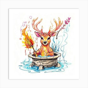 Deer In A Pot Art Print