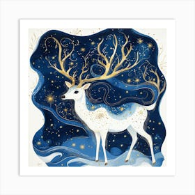 Deer In The Snow 4 Art Print