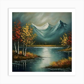 Autumn Trees By The Lake Art Print