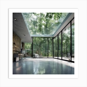 Glass House In The Woods 1 Art Print