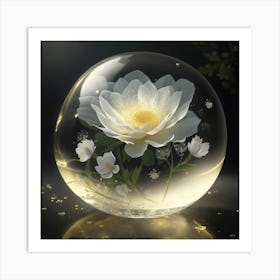 Peony In A Glass Ball Art Print