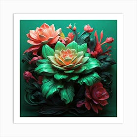 Neon Bloom Green Art Print 1 (1) Art Print