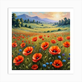 Poppies In The Meadow Art Print 1 Art Print