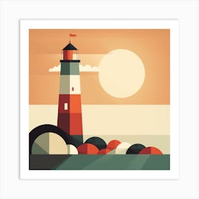 Lighthouse At Sunset Art Print