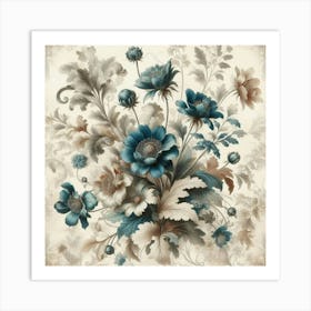 Elegant Botanical Harmony, A Vintage Floral 3 Art Print