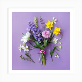 Birth flowers family bouquet 1 Art Print