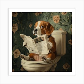 Beagle Reading Newspaper Art Print