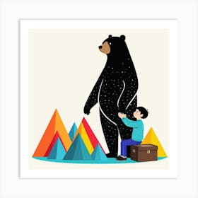 Bear And A Boy 2 Art Print