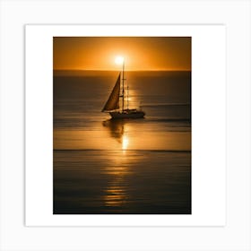 Sailboat At Sunset 3 Art Print