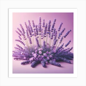 Lavender Bouquet On A Pink Background Art Print