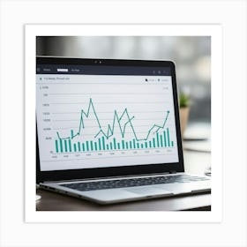 Laptop With Graphs Art Print