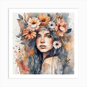 Art Boho Crown Roses 2 Art Print