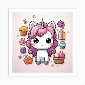 Kawaii Unicorn 15 Art Print