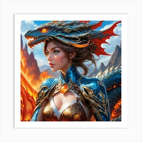 Girl With A Dragon jkb Art Print