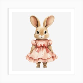 Rabbit In A Pink Dress Art Print