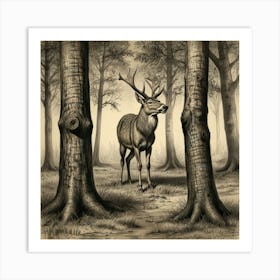 Deer In The Woods 16 Art Print