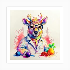 Deer In Glasses 9 Art Print