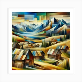 A mixture of modern abstract art, plastic art, surreal art, oil painting abstract painting art e
wooden huts mountain montain village 1 Art Print