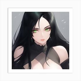 Pretty anime girl with black hair Art Print