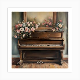 Piano And Roses Art Print