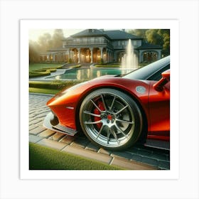 Supercar In Front Of A House Art Print