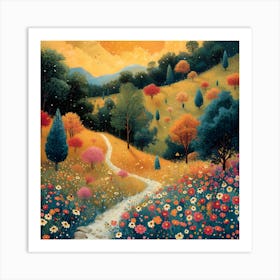 Vibrant Colorful Walkway Filled With Nature Art Print