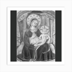 Madonna Enthroned with Blessing Child Jesus; Graphics taken from the work of Beato Angelico Art Print